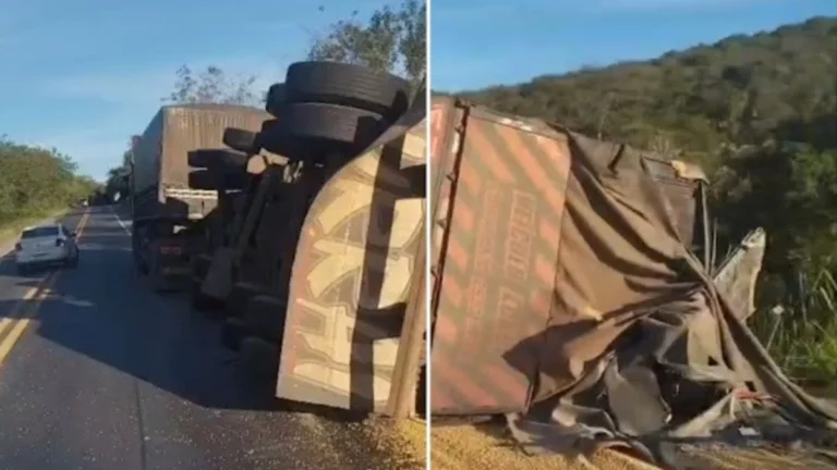 Acidente Fatal na BR-324: Carreta Tomba na Curva do Escôncio Acidente Fatal na BR-324: Carreta Tomba na Curva do Escôncio