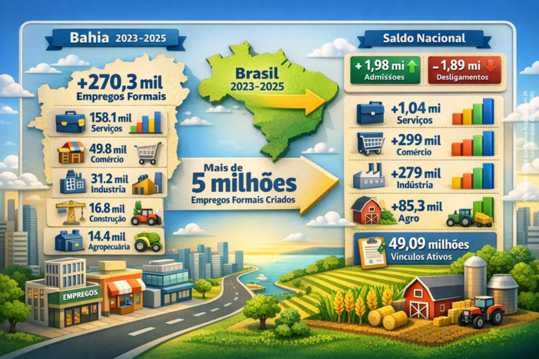 Bahia Gera 270,3 Mil Empregos Formais até 2025 e Marca Novo Recorde Nacional