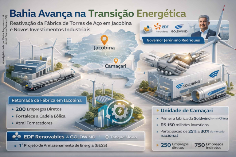 Bahia Se Destaca na Transição Energética com Fábrica de Torres Eólicas e Novos Investimentos