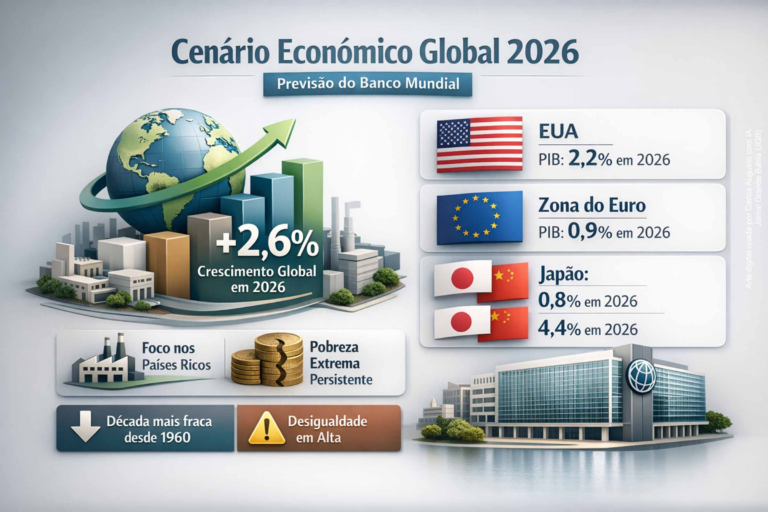 Banco Mundial prevê crescimento global moderado em 2026, mas alerta para desigualdades econômicas