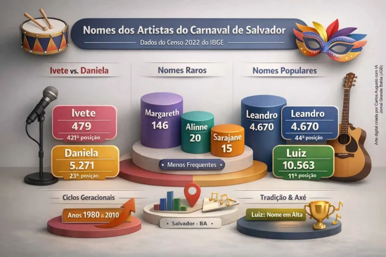 Carnaval de Salvador: Popularidade dos Nomes de Artistas do Axé Segundo o Censo 2022