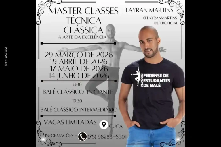 Master Classes de Balé Clássico com Tayran Martins no CUCA: Prepare-se para 2026