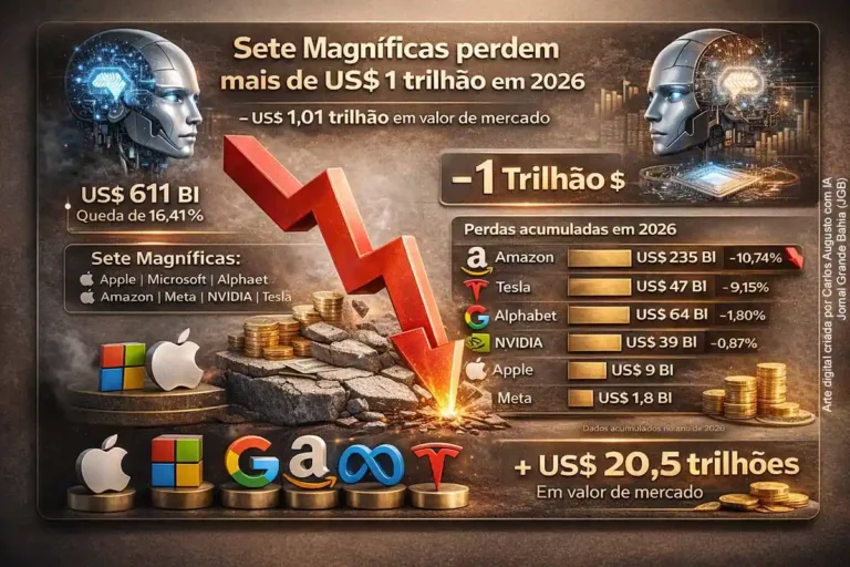 Sete Magníficas: Queda de mais de US$ 1 Trilhão em Valor de Mercado em 2026 em Meio a Dúvidas sobre