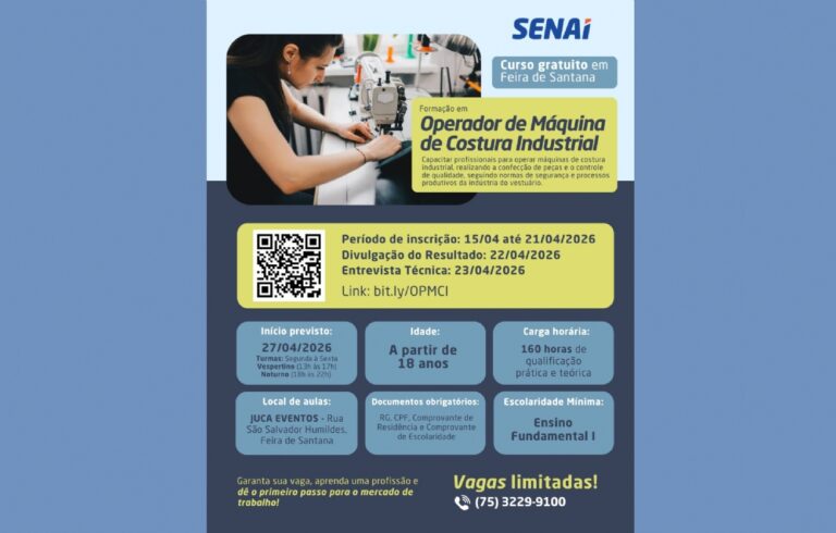 Curso Gratuito de Costura Industrial em Humildes: Prefeitura e Senai Oferecem Bolsa-Auxílio