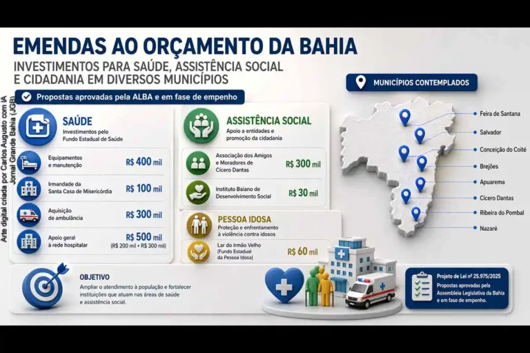 Emendas Orçamentárias na Bahia: Recursos para Saúde e Assistência Social em Foco