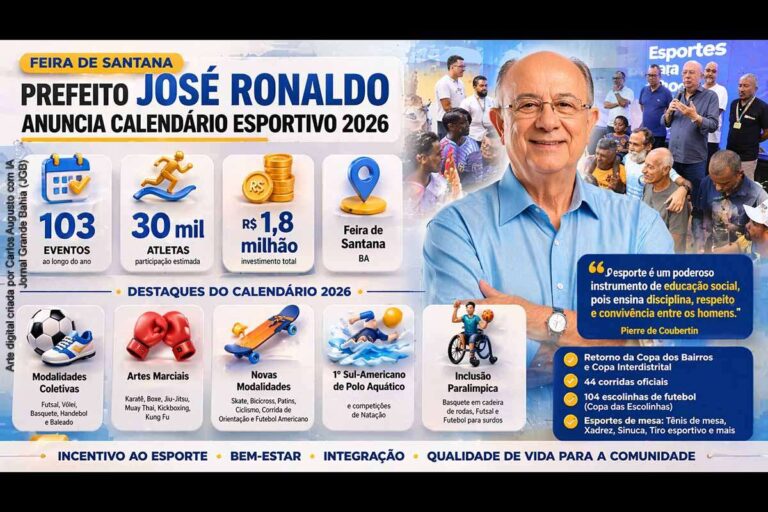 Prefeito José Ronaldo Anuncia Calendário de 103 Eventos Esportivos para 2026 em Feira de Santana