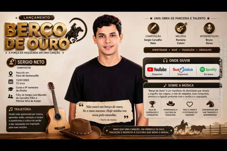 Sergio Neto Lança 'Berço de Ouro' e Enaltece a Cultura Vaqueira