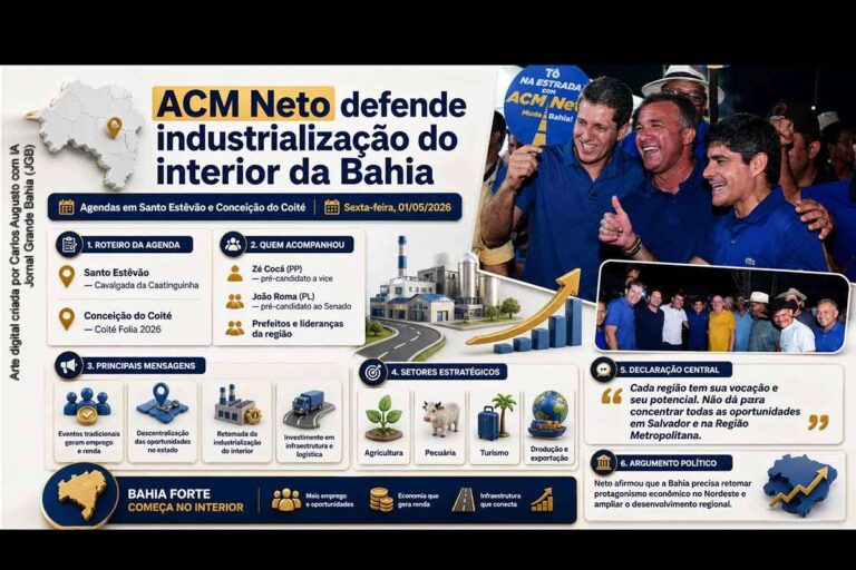 ACM Neto Defende Industrialização do Interior da Bahia em Visita a Santo Estêvão e Conceição do Coit