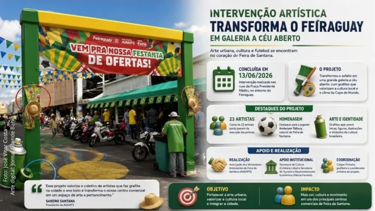 Feira de Santana: Intervenção Artística Transforma Feiraguay em Galeria ao Ar Livre com Grafites de Cultura e Futebol Feira de Santana: Intervenção Artística Transforma Feiraguay em Galeria ao Ar Livre com Grafites de