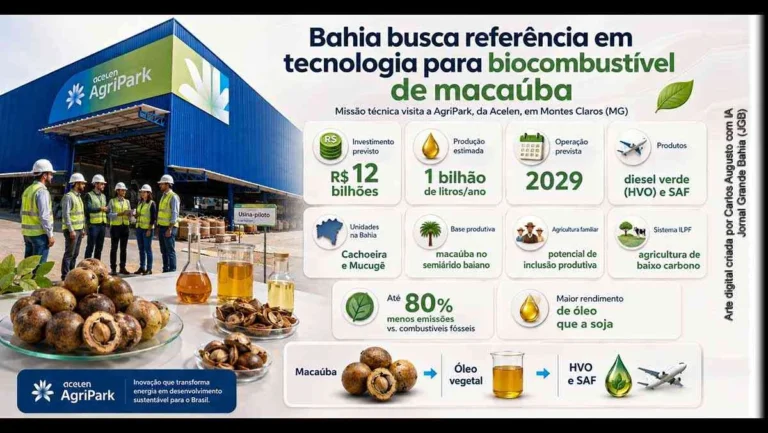 Bahia aposta R$ 12 bilhões na macaúba para diesel verde e SAF: tecnologia que pode transformar setores Bahia aposta R$ 12 bilhões na macaúba para diesel verde e SAF: tecnologia que pode transformar setor